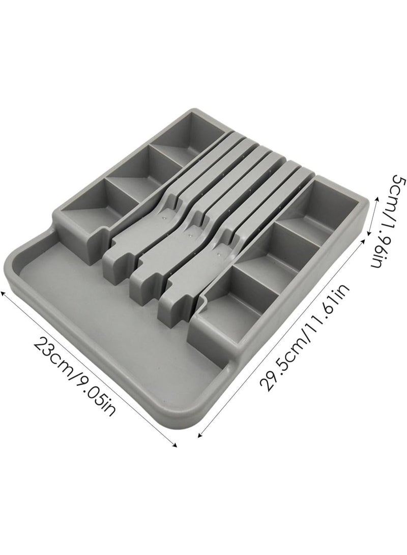 Kitchen Drawer Cutlery Organizer Tray for Knives Spoons Forks and Utensils with Classified Grid Storage, Heavy Duty Plastic Utensil Organizer with Scratch Resistant Surface and Fingerprint Resistant Finish, Space Saving Design with Ventilated Drainage Slots, Easy Fit Installation Compatible with Most Standard Kitchen Drawers for Daily Use - Image 2