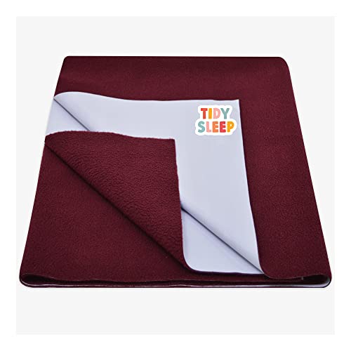 Tidy Sleep Instadry Anti-Piling Fleece Extra Absorbent Quick Dry Sheet for New Born Babies, Cotton Bed Protector Mattress Pack of 1 Maroon Small (70x50) cm - Image 1