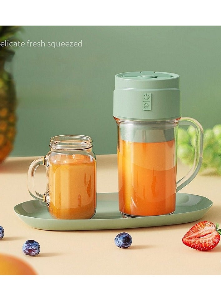 Portable Personal Smoothie Blender, Kitchen Juicer Cup with USB Rechargeable Single Fruit Milkshake Smoothie Blender, Personal Juice Blender for Travel Camping, 340ml (Green)  - Image 1
