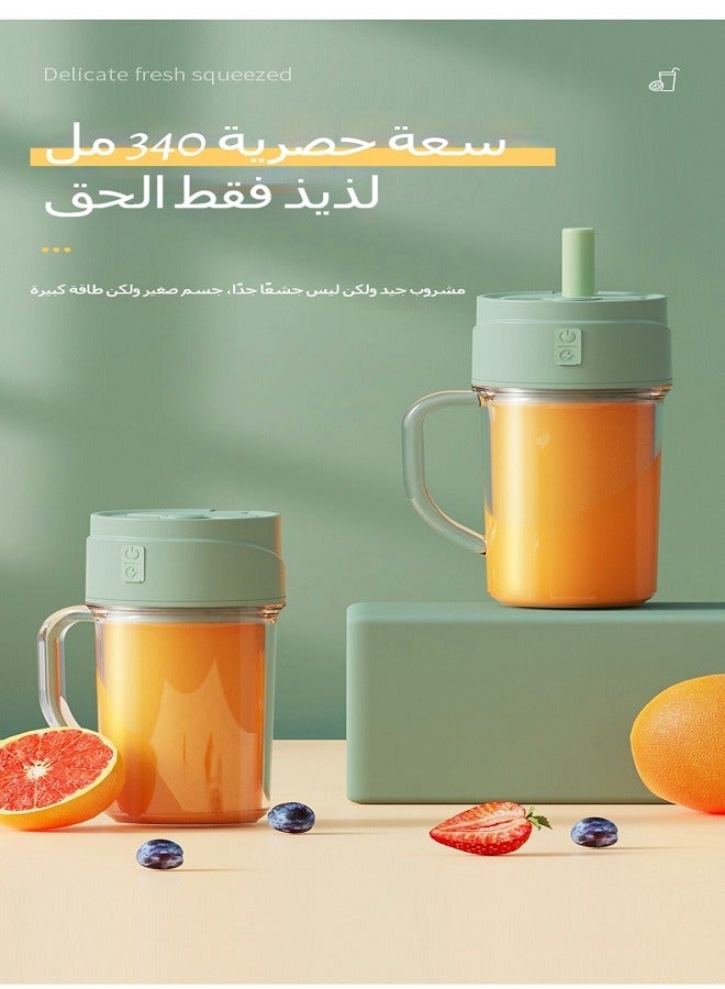 Portable Personal Smoothie Blender, Kitchen Juicer Cup with USB Rechargeable Single Fruit Milkshake Smoothie Blender, Personal Juice Blender for Travel Camping, 340ml (Green)  - Image 5