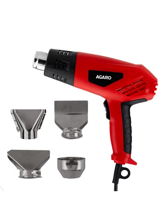 AGARO - AGARO 2000W Heat Gun HG2120, Dual Temperature and Air Flow Control with 4 Nozzle Attachments, Hot Air Gun Heating helps in Shrink Wrapping, Paint Removal, Wire Shrinking, Crafting - Image 1