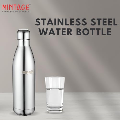 Mintage Water Bottle 1 LTR for Home | 1000 ml Water Bottle Hot and Cold for Fridge | Stainless Steel Water Bottles Best for Home Office School Gym Kitchen Travel Leakproof - Image 3