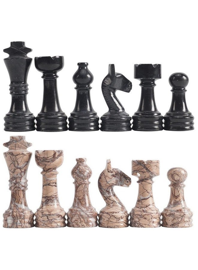 RADICALn Marble Chess Pieces Black & Marinara 3.5 Inch King Figures Handmade 32 Chess Figures Suitable For 1620 Inch Chess Game Board Games - Image 1