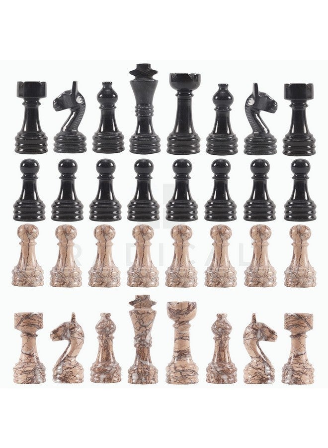 RADICALn Marble Chess Pieces Black & Marinara 3.5 Inch King Figures Handmade 32 Chess Figures Suitable For 1620 Inch Chess Game Board Games - Image 2