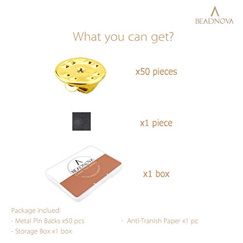 BEADNOVA 50PCS Butterfly Clutch Metal Pin Backs Pin Backings for Lapel Pinbacks Pinbacking Clips (Gold, 50 pcs) - Image 5