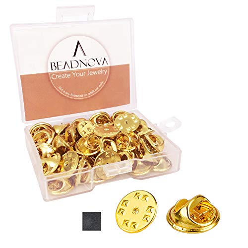 BEADNOVA 50PCS Butterfly Clutch Metal Pin Backs Pin Backings for Lapel Pinbacks Pinbacking Clips (Gold, 50 pcs) - Image 1