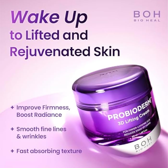 BIOHEAL BOH كريم BIOHEAL BOH Probioderm لرفع الوجه 3D 1.7 أونصة سائلة | كريم ليلي مرطب متقدم مضاد للشيخوخة بالبروبيوتيك الكوري مع مركب 17-ببتيد وProbioderm الحاصل على براءة اختراع للتجاعيد على الوجه والرقبة - Image 2