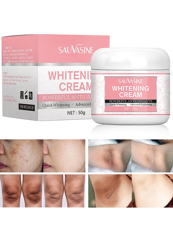 SAUVASINE - 50G Whitening And Brightening Cream, Advanced Skin Brighten Body Cream Moisturizing Anti Wrinkle And Firming Daily Skin Care Cream Body Quick Whitening Cream Rapid Skin Bleaching Cream - Image 1