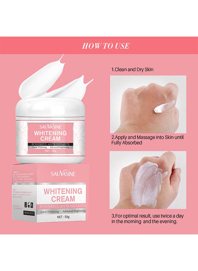 SAUVASINE - 50G Whitening And Brightening Cream, Advanced Skin Brighten Body Cream Moisturizing Anti Wrinkle And Firming Daily Skin Care Cream Body Quick Whitening Cream Rapid Skin Bleaching Cream - Image 1