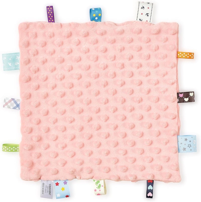 CREVENT Security Blanket for Babies, Soft Baby Lovey Comforter, Sensory Plush Blanket for Baby Girls, Calming Sleep Companion, 10" x 10" 2pcs - Image 2