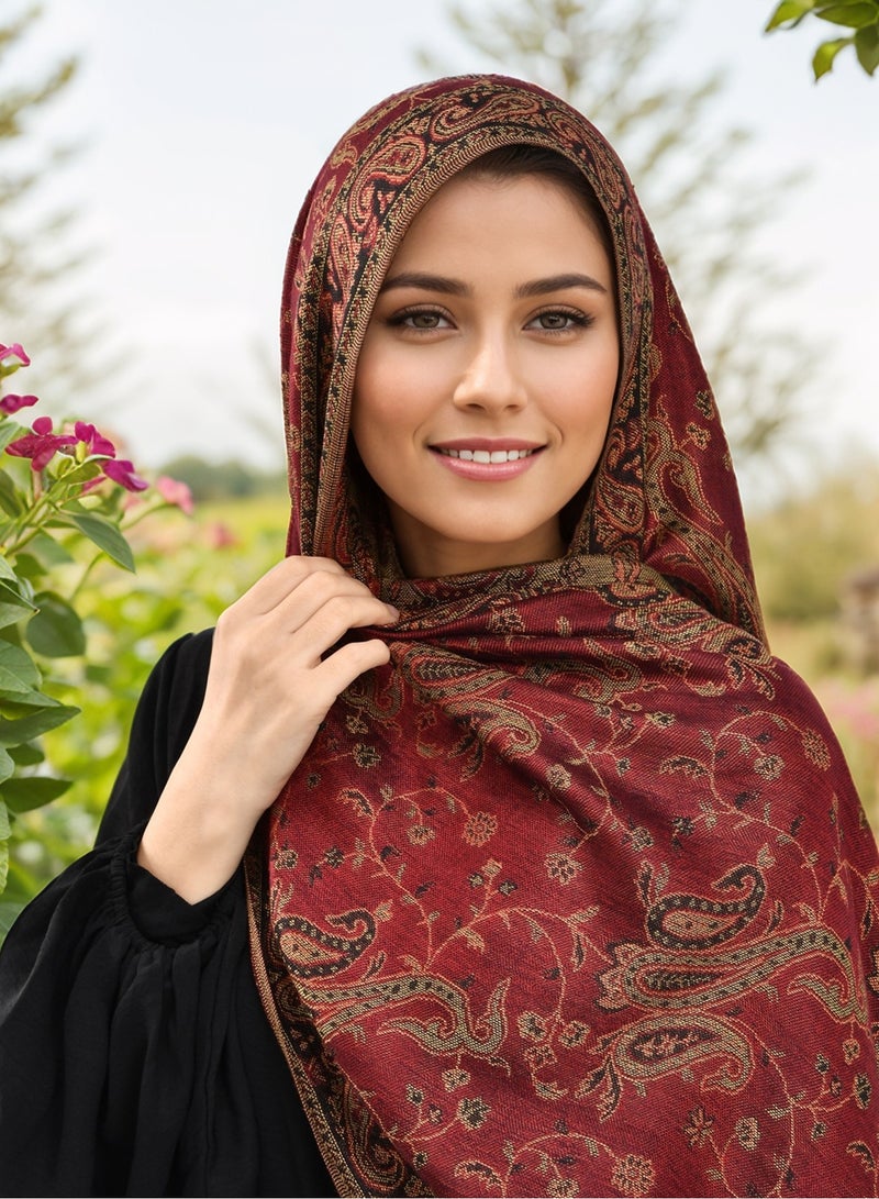 1PCS Women Fashion Cashew Jacquard Scarf, Versatile Shawl With Tassels, Long Decorative Neck Scarf, Women Cashew Hijab - Image 2