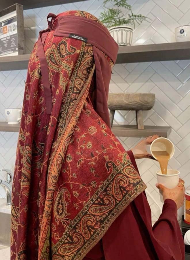 1PCS Women Fashion Cashew Jacquard Scarf, Versatile Shawl With Tassels, Long Decorative Neck Scarf, Women Cashew Hijab - Image 4