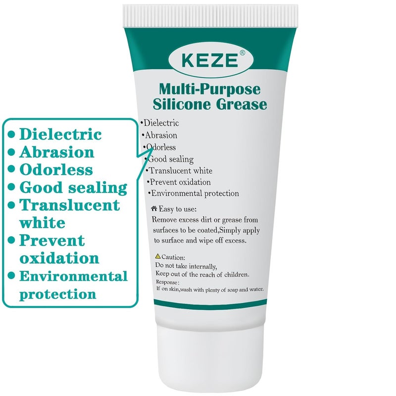 KEZE 92003 شحم السيليكون مع PTFE، مادة تشحيم قائمة على التفلون، أنبوب شحم السيليكون للماكينات، الأختام المطاطية للسيارات، الأجزاء البلاستيكية للطابعات ثلاثية الأبعاد، مسار الأبواب والنوافذ المنزلقة، حلقات O لصنابير السباكة، 1 أونصة - Image 3