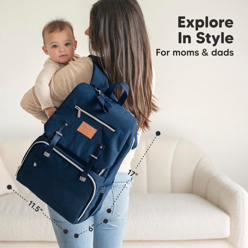 KeaBabies Baby Diaper Bag Backpack, Travel - Large Baby Bag for Mom and Dad, Waterproof, Multi-Function Girl Boy Diaper Backpack with Changing Pad, Durable Travel Essentials (Navy Blue) - Image 4