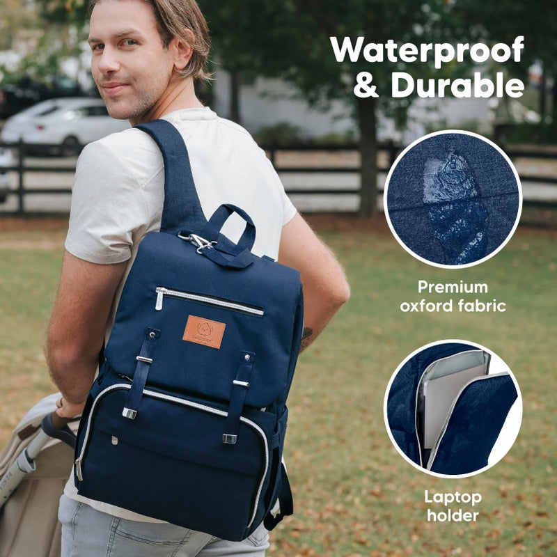 KeaBabies Baby Diaper Bag Backpack, Travel - Large Baby Bag for Mom and Dad, Waterproof, Multi-Function Girl Boy Diaper Backpack with Changing Pad, Durable Travel Essentials (Navy Blue) - Image 3