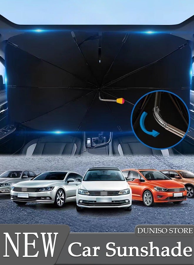 DUNISO Foldable Car Windshield Sunshade Umbrella with 360° Rotation Umbrella Handle Protect Car from UV Rays and Heat Keeps Cars Cool Sunshade Cover for Car Front Window  - Image 1