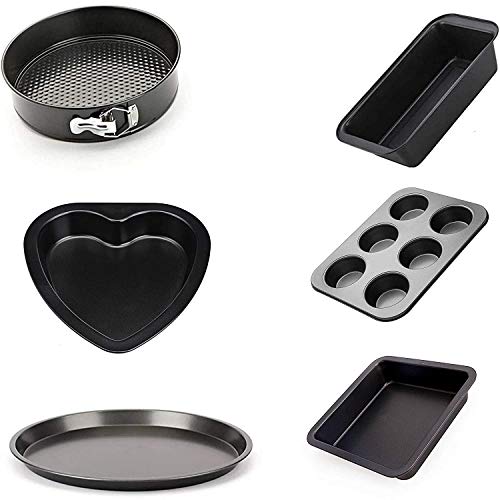 Xacton Cake Baking and Decoration Tools | Combo of 3 Different Shape Cake Mould, 6 Slot Silicone Mould Tray with 1 Bread Mould and 1 Pizza Tray | Cake Bakeware Combo | Kitchen Tools Set - Image 1
