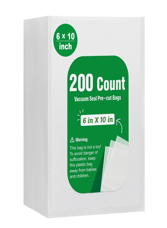 Syntus 200 Count Vacuum Sealer Bags Pint 6 x 10 inch for Seal a Meal, Commercial Grade BPA Free Heavy Duty Precut Seal Bags, Food Vac Bags for Storage, Meal Prep or Sous Vide - Image 1