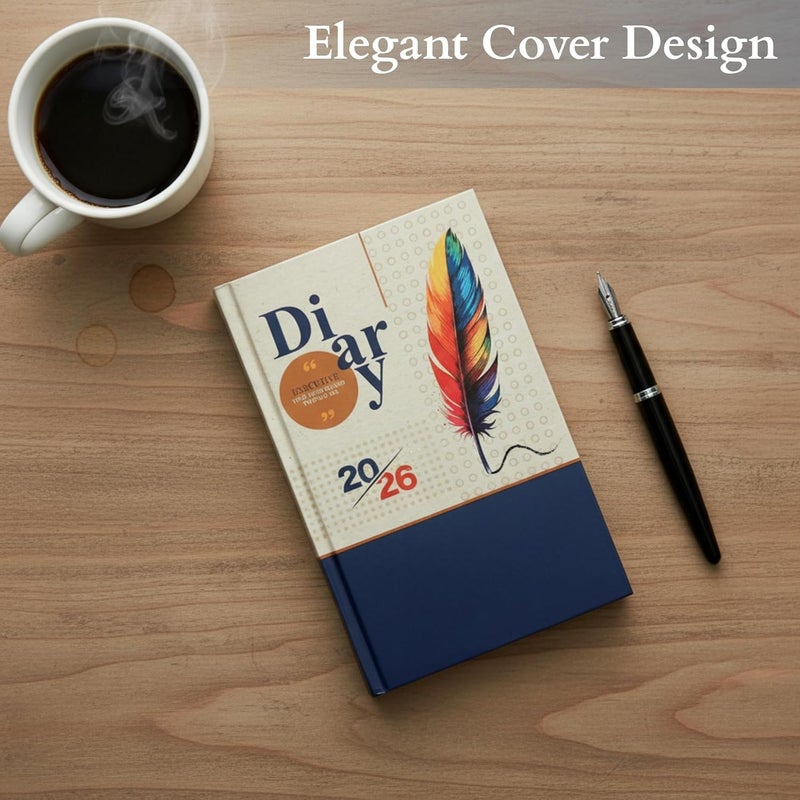 TULMAN 2026 Diary Hardcover Design Everyday Notebooks (22x14 cm), Best for Study Planner, Personal Journal, Business Planning & Stationery Lovers - creamy beige - Image 3