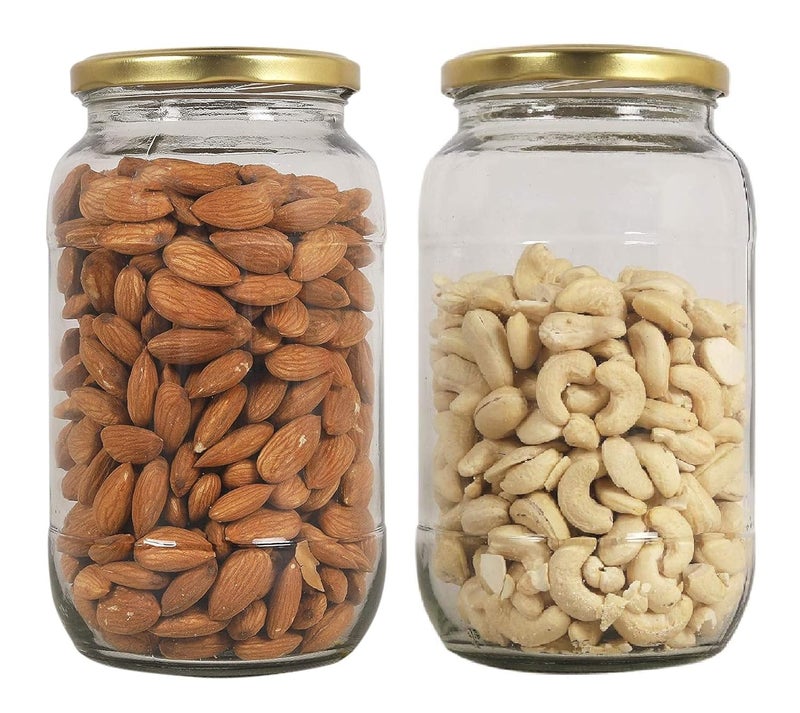 SHIV KRAFT SHIV KRAFT Round Shape Glass Jar and Container 1 KG with Rust Proof Air Tight Lid Set of 2  - Image 1