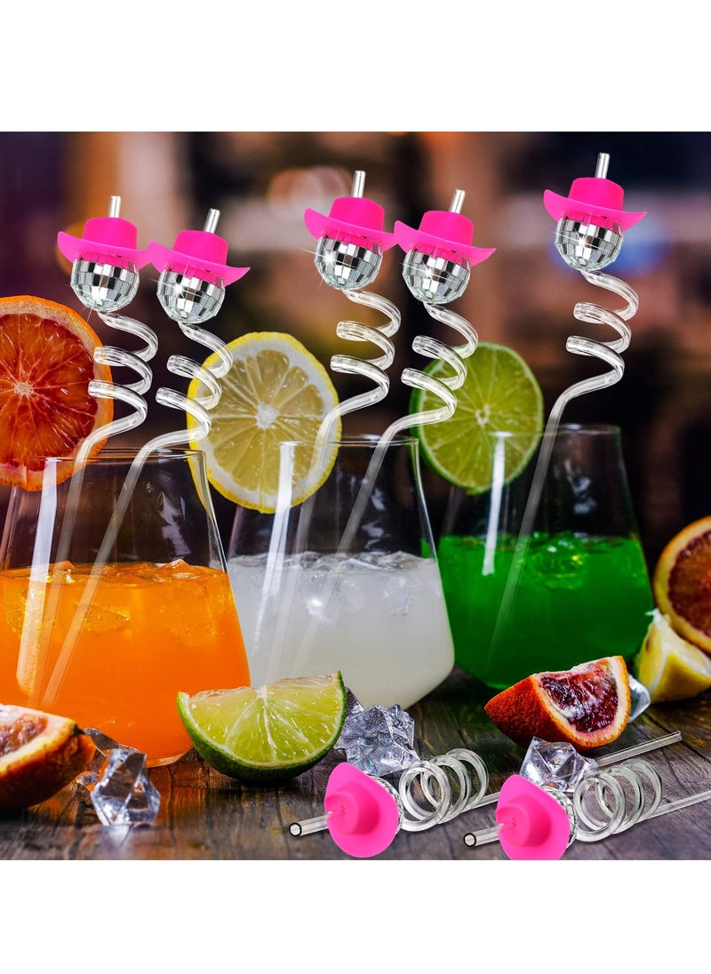 Mirror Disco Ball Straws 70s Disco Decorative Straws Plastic Stir Sticks Mini Disco Straw Decor for Dance Holiday Wedding Birthday Supply