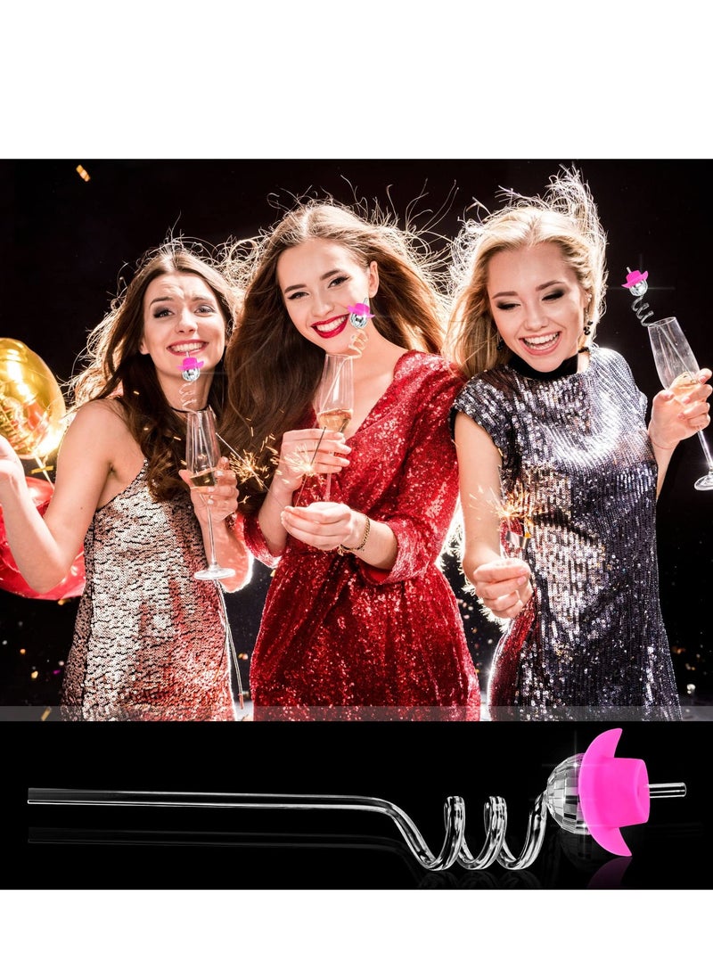 Mirror Disco Ball Straws 70s Disco Decorative Straws Plastic Stir Sticks Mini Disco Straw Decor for Dance Holiday Wedding Birthday Supply