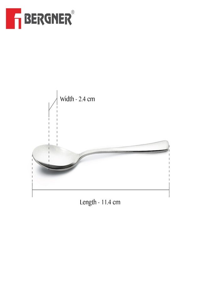 Bergner BE Essentials Lucia Stainless Steel 6 Pcs Spice Spoon Set, 11.4cm Long Spoon, Modern Ergonomically Designed, Premium Spice Spoon, Food Grade, Easy to Clean, 2.2mm Thickness - Silver - Image 3