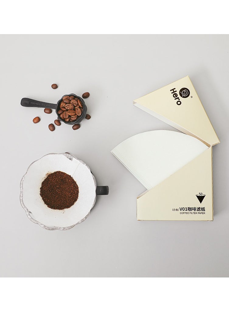 zeroHero V01 Coffee Filter Paper in White & Unbleached  V60 Model 100 Pieces , American Coffee Maker V-Shaped Filter ,Made of 100% Wood Pulp From Japan, 1-2 Cups ,Coffee Filter Paper Can be used in Home / Offices /Travel/Cafe .