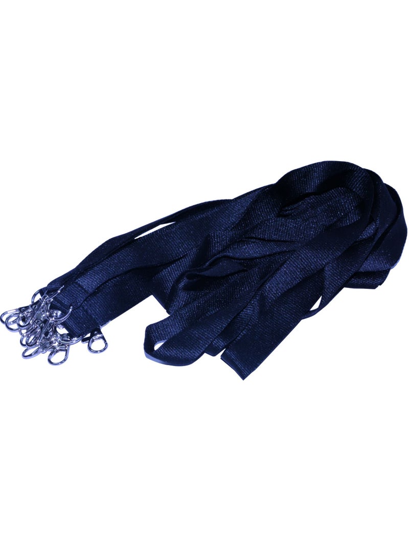 FIS 10-Piece FIS Flat Lanyard Black with Metal Hook 2X90cm - FSNA02-2CM/10 - Image 1