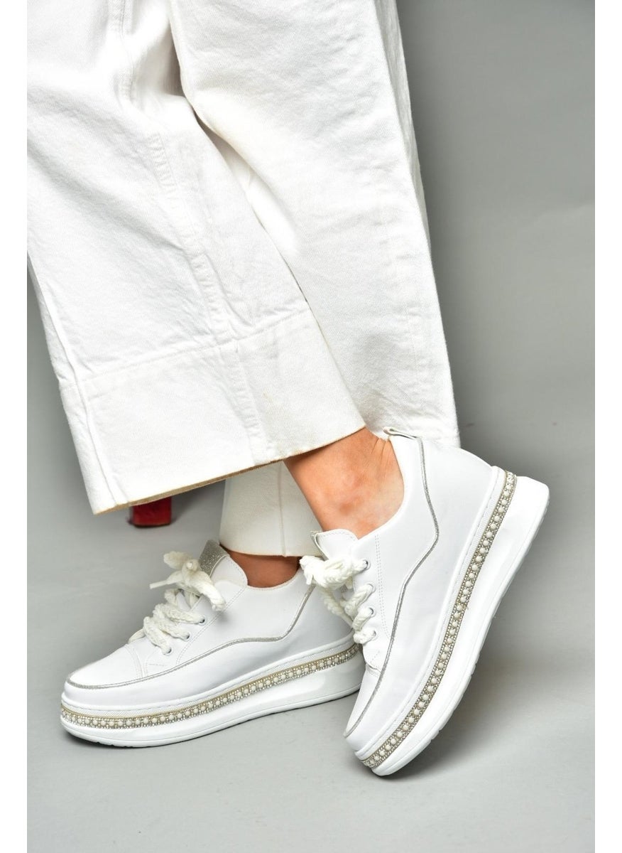Fox Shoes - S602008704 White Fabric Thick Soled Sports Shoes Sneakers - Image 1