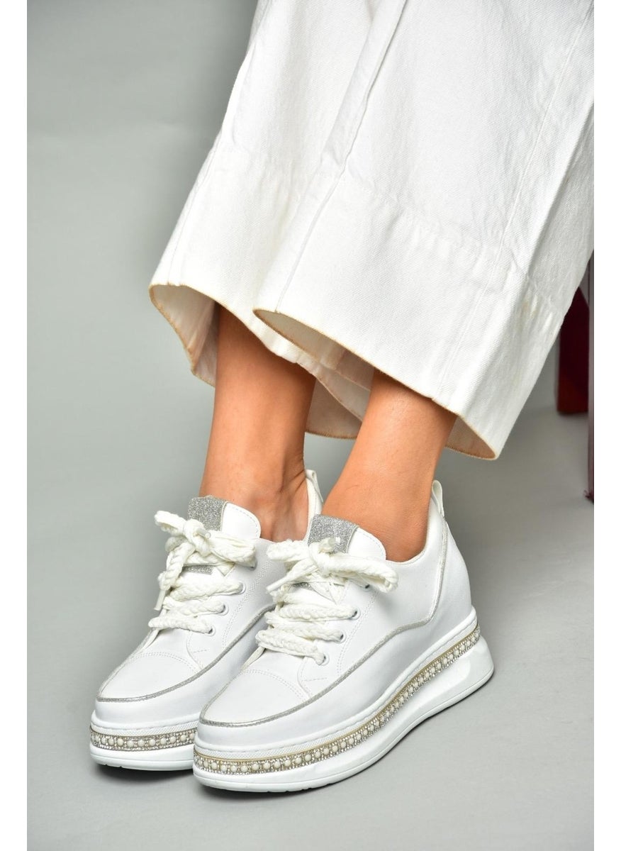 Fox Shoes - S602008704 White Fabric Thick Soled Sports Shoes Sneakers - Image 1