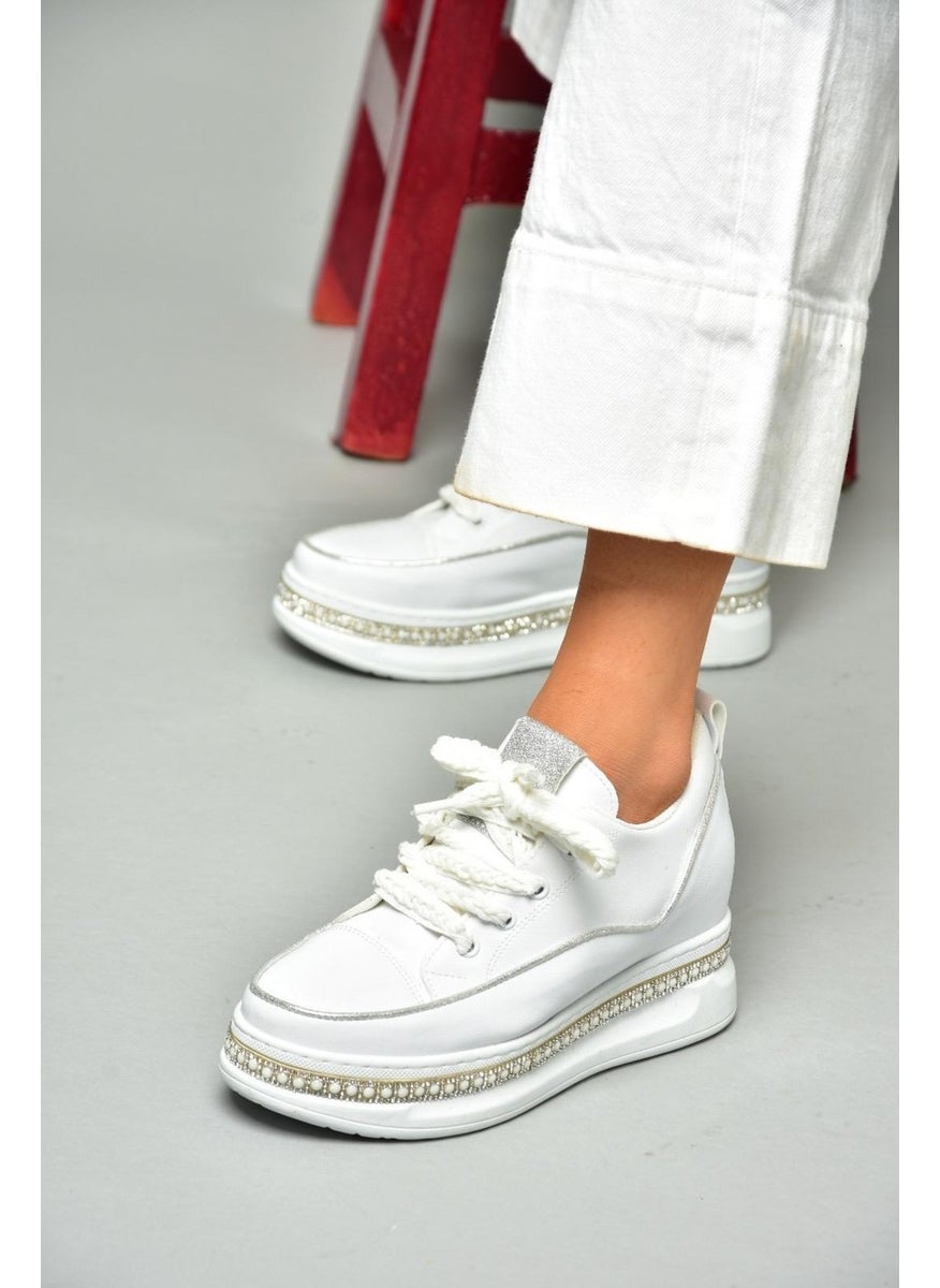 Fox Shoes - S602008704 White Fabric Thick Soled Sports Shoes Sneakers - Image 1