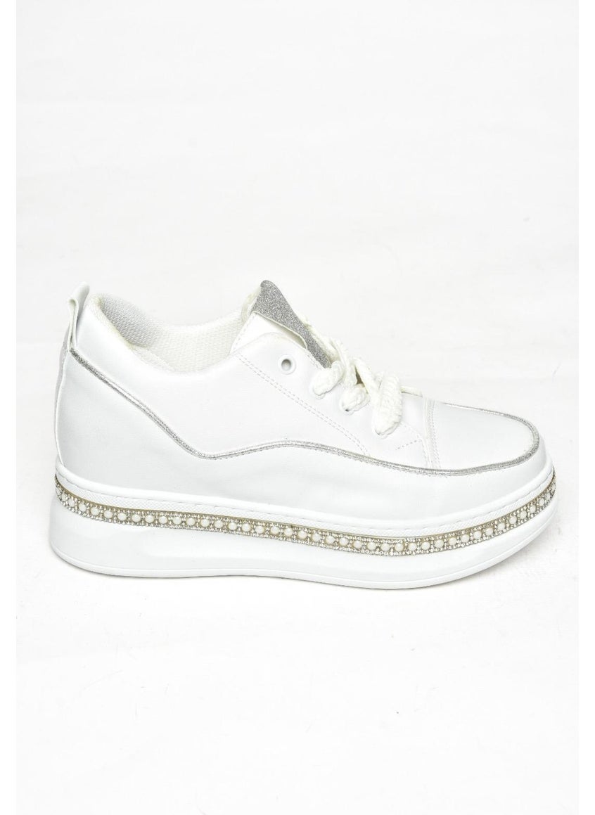 Fox Shoes - S602008704 White Fabric Thick Soled Sports Shoes Sneakers - Image 1
