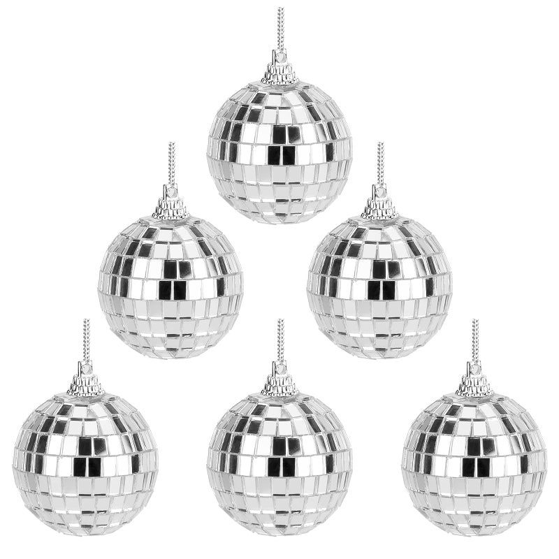 Mirror Disco Balls Set Silver Disco Party Decoration Bright Reflective Mirror Christmas Balls Easy to Hang Suitable for Christmas Wedding Family Party Decoration 6