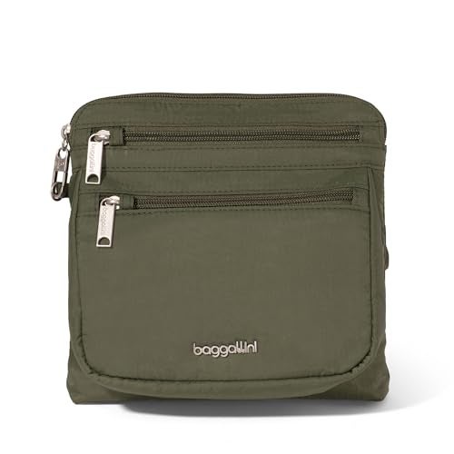Baggallini Securtex Anti-Theft Crossbody 8.25"x8.25" Lightweight Travel Purse with RFID Card Slots Cut-Resistant Strap - Image 1