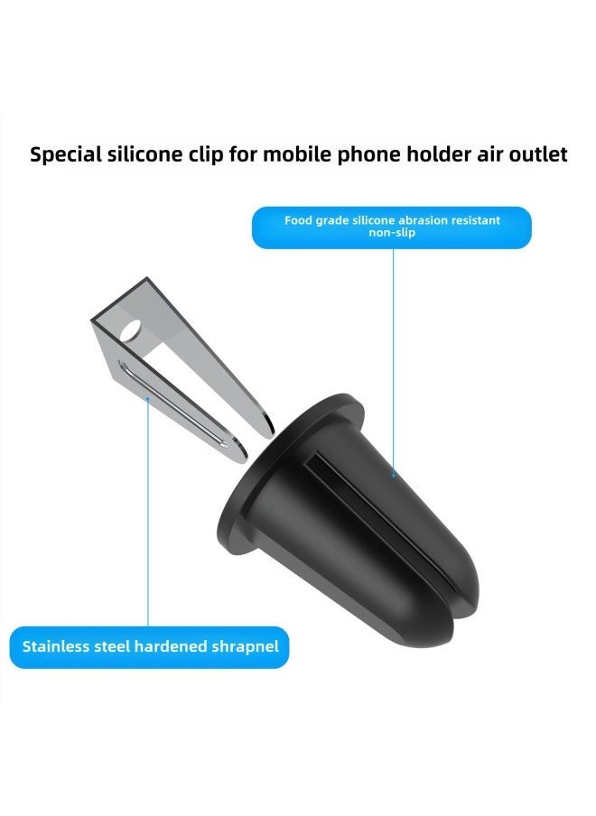 Car Mobile Phone Bracket Air Outlet Special Silicone Foot Silicone Clip Square Clip Stainless Steel Hardened Shrapnel-Color:Air Outlet Silicone Foot - Image 2