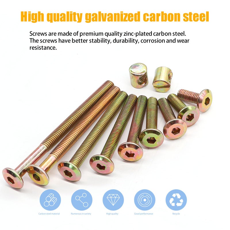 weideer 122PCS Crib Screws and Nuts Kit, Furniture Bolts M6x16/20/25/30/40/50/60/70/80mm,Barrel Nuts Wooden Dowel Pins Hex Drive Socket Cap Screws Kit for Beds Chairs Furniture K-195 - Image 4