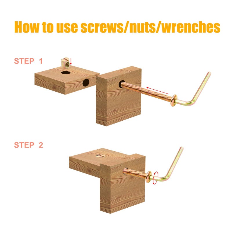 weideer 122PCS Crib Screws and Nuts Kit, Furniture Bolts M6x16/20/25/30/40/50/60/70/80mm,Barrel Nuts Wooden Dowel Pins Hex Drive Socket Cap Screws Kit for Beds Chairs Furniture K-195 - Image 5