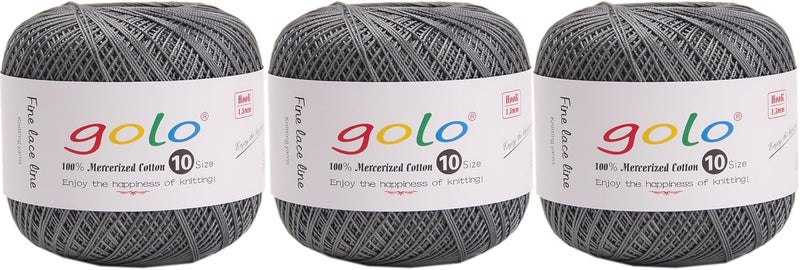 Golo 3 Balls Crochet Thread Size 10 Crochet Yarn for Hand Knitting 196 - Image 1