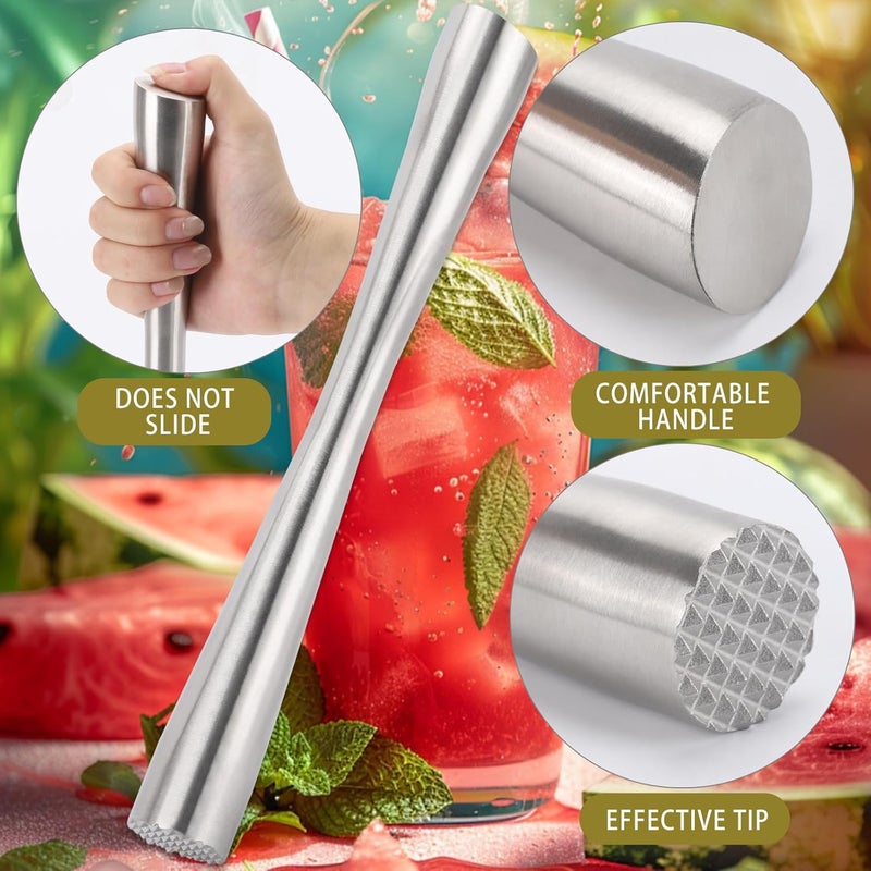 LoveBB 2 Pcs 10" Muddler for Cocktails, 304 Stainless Steel Drink Muddlers Bar Accessories Tools for Old Fashioned Cocktail, Mojito, Fruit Drinks, Lemonade - Image 3
