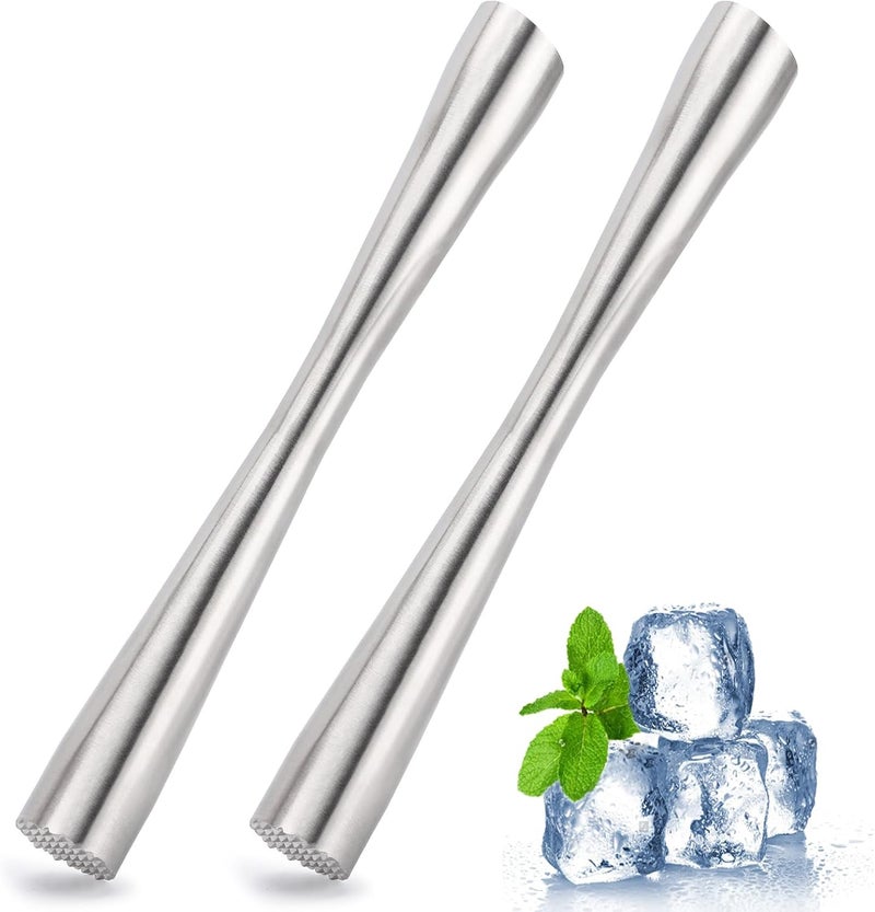 LoveBB 2 Pcs 10" Muddler for Cocktails, 304 Stainless Steel Drink Muddlers Bar Accessories Tools for Old Fashioned Cocktail, Mojito, Fruit Drinks, Lemonade - Image 1
