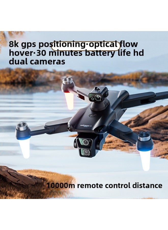 Generic - F14 Obstacle Avoidance GPS With Screen 8K Electric Tune Dual Camera Brushless Motor UAV Quadcopter Remote Control Aircraft-Color:Black Optical Flow-F14-Electrically Controlled Double Camera Brushless Motor Obstacle Avoidance-Specifications:Four Electric Package Storage Bag Remote Control Charging Display - Image 1
