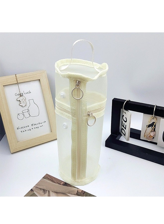 حافظة أقلام رصاص شبكية بيضاء كبيرة السعة بسحاب، حقيبة قرطاسية للمراهقين في المدارس والفتيات والفتيان والنساء، مثالية لتنظيم أقلام الرصاص والممحاة والمساطر وتخزين السفر - Image 2