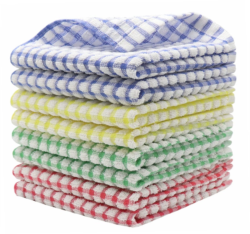 HFGBLG Cotton Cleaning Rags Terry Dish Cloths for Washing Dishes, Set of 8 Dish Rags for Cleaning, Light and Soft Dish Towels for Kitchen Drying Dishes, 11.8 Inch x 11.8 Inch (Mix Color) - Image 1