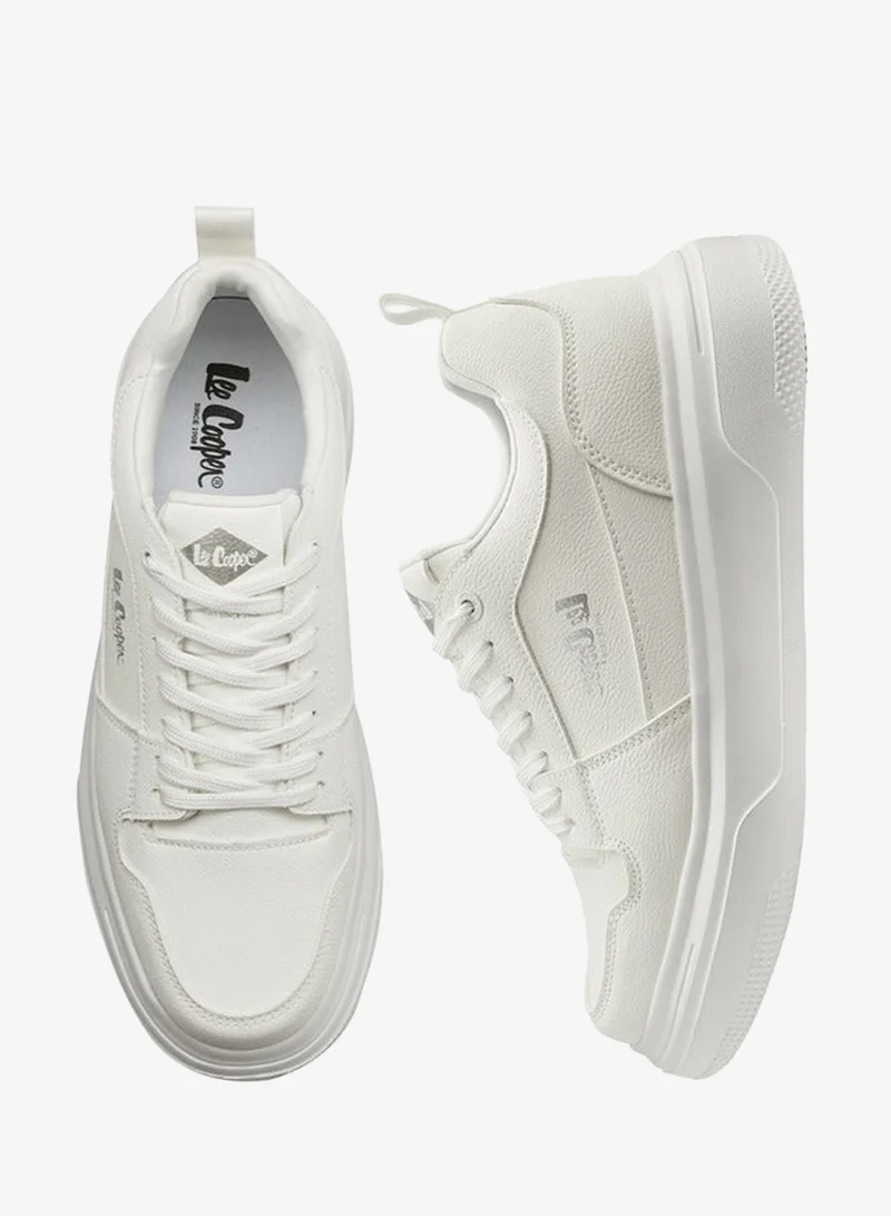 Lee Cooper Men's Solid Lace-Up Sneakers with Pull Tabs