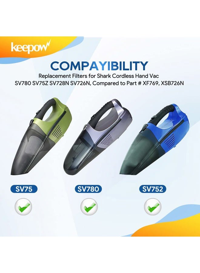 KEEPOW 4 Pack Dust Cup Filters for Shark SV75Z Cordless Hand Vac SV780 SV726N, Replacement Part# XF769, XSB726N - Image 2