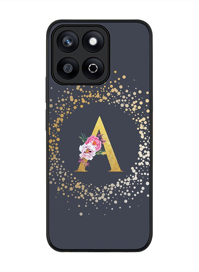 Stylizedd For Honor X7c 4G Case,Slim fit Camera Protection, Shockproof Thin Phone cover  - Custom Monogram Floral - A  (Grey )  - Image 1