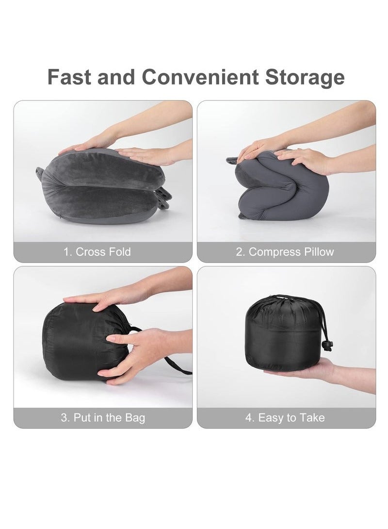 Arabest Travel Neck Pillow, Top Memory Foam Pillow for Head Support, Ideal for Airplanes, Cars, and Home Recliners, Adjustable and Soft, Black - Image 4