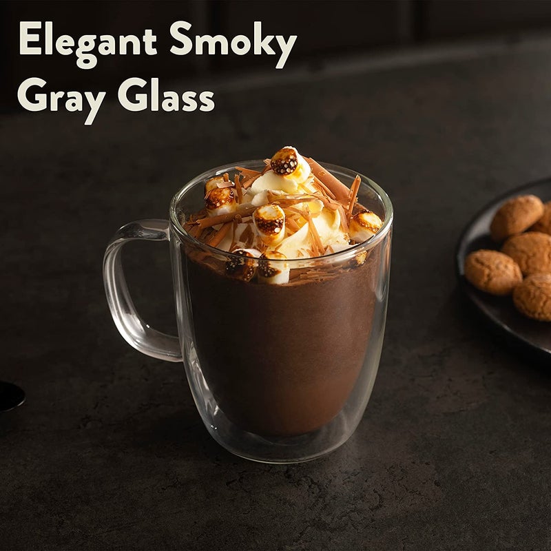 FS COOL Double Wall Glass Coffee Mugs 500ml Clear Heat Resistant Cups with Handle Insulated Cups for Coffee Cappuccino Tea Latte Set of 1 - Image 3