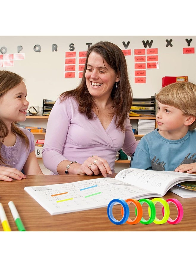 5 لفائف شرائط تمييز، شرائط ملونة، شرائط قابلة للإزالة، 0.32 بوصة × 16.4 قدم شريط شفاف ملون فلوري، شرائط تمييز قابلة للإزالة للقراءة وتدوين الملاحظات في الصف أو المنزل أو المكتب - Image 5